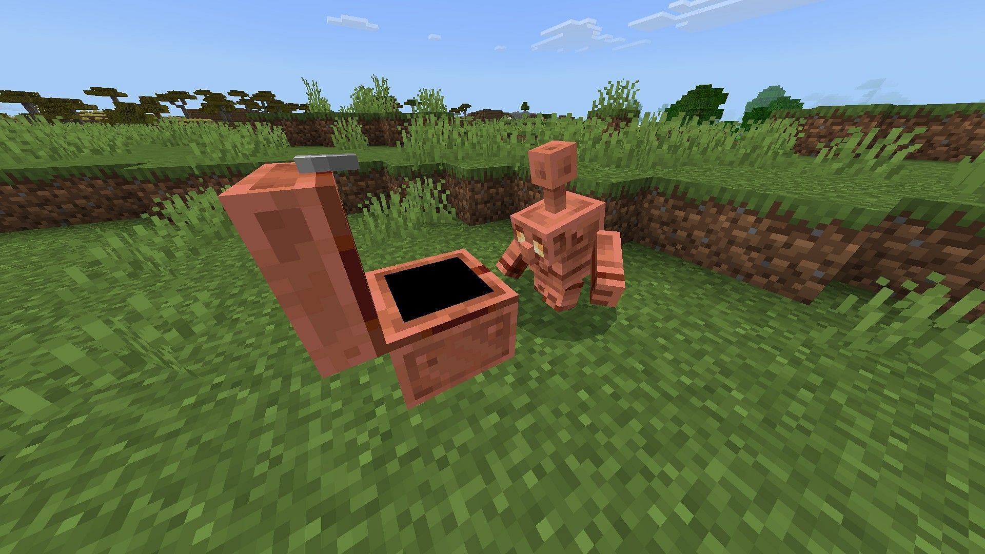 Copper chest is a unique storage block that copper golems interact with (Image via Sportskeeda Gaming || Mojang Studios)